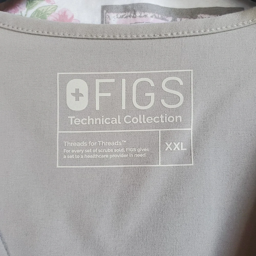 Figs Scrub Top Womens XXL Gray Casma Three Pocket Nurse Hospital Uniform‎ Dr